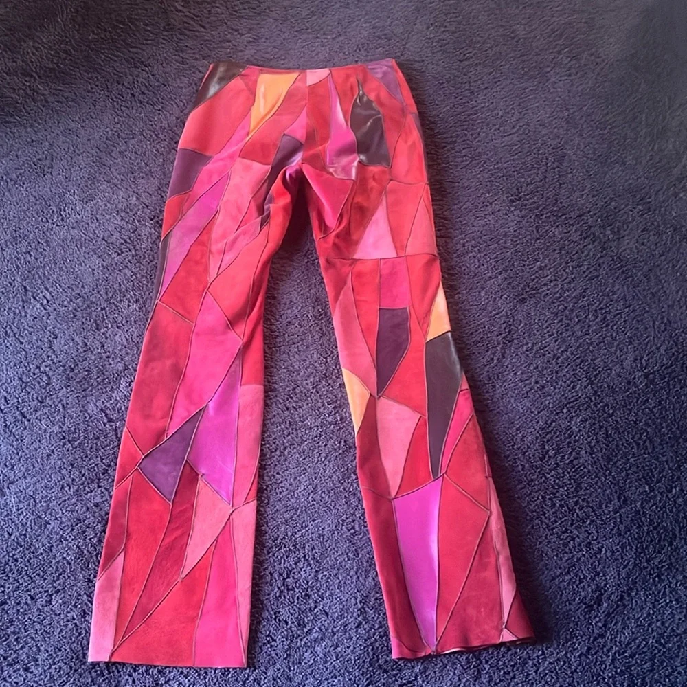 Vintage Wilsons Pelle Studio leather suede patchwork pants size 4 - Picture 3 of 16